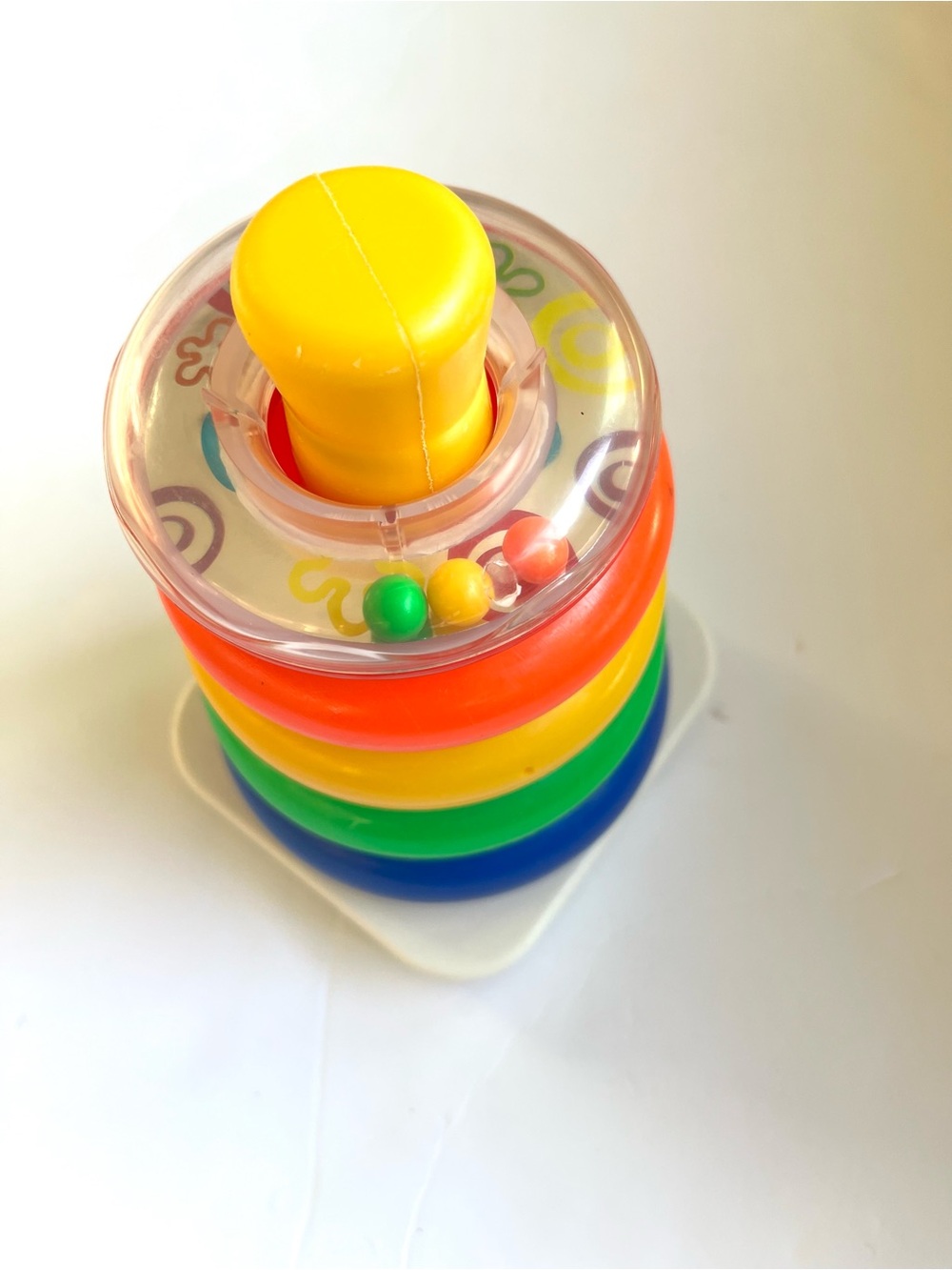 Fisher-Price Rainbow Stacking Rings Toy with Yellow Top